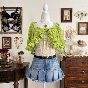 handmade vintage quirky whimsical weird girl fairy grunge slime green ruffle cro